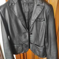 giacca di pelle nera sisley