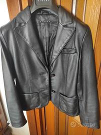 giacca di pelle nera sisley