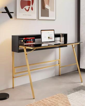 SCRIVANIA FULTON 120 CM IN VETRO TEMPERATO  DESIGN