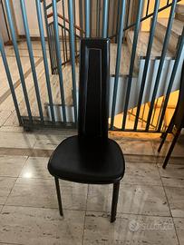 4 sedie di cuoio di design con schienale alto