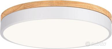 Plafoniera Led Legno Bluetooth 30 Cm Dimmerabile