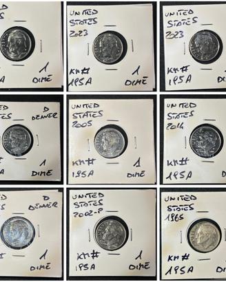 Collectible 9 Coins 1 Dime Roosevelt Dime 🇺🇸