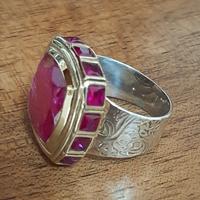 anello rubino grezzo argento 925 tormalina lati