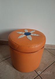 Pouf vintage arancione anni 70 - contenitore