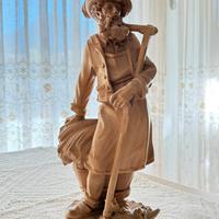 Scultura Legno Val Gardena - Contadino con Falce