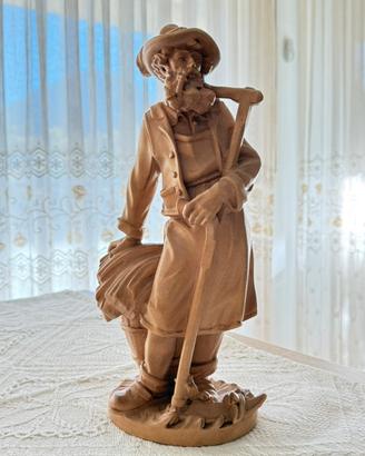 Scultura Legno Val Gardena - Contadino con Falce