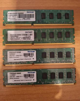 Patriot PSD34G16002 4GB PC3-12800 CL11 Memory RAM