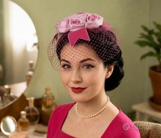 whimsy fascinator copricapo veletta vintage U.S.A.