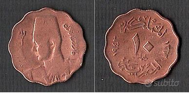 Moneta EGITTO 1943 10 millimes RE FARUK BRONZO RAR