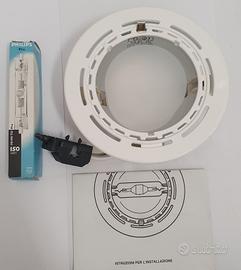 faretto da incasso bianco con luce alogena da 150w