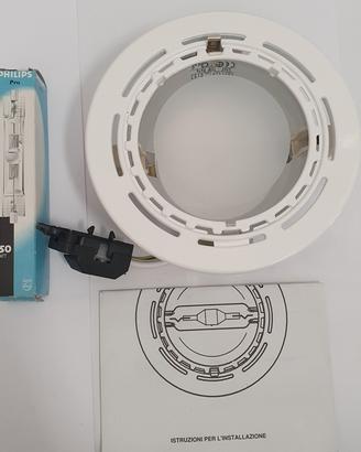 faretto da incasso bianco con luce alogena da 150w