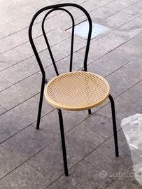 Sedie stile Thonet nere con seduta in paglia di Vi