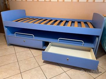 Letto singolo con letto estraibile e cassetti