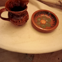 Caraffa e vassoio ceramica smaltata