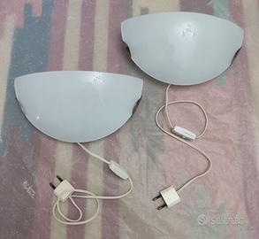 Coppia applique da muro, vetro curvo mezzaluna