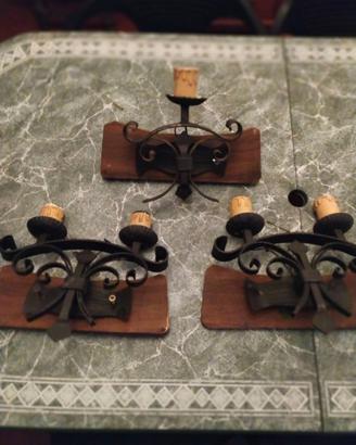 Applique Ferro Battuto - 3 Rustiche Legno