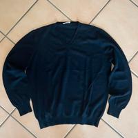 Maglione collo a V Gran Sasso in lana nero