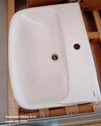 Lavabo sospeso in ceramica bianca 60 cm