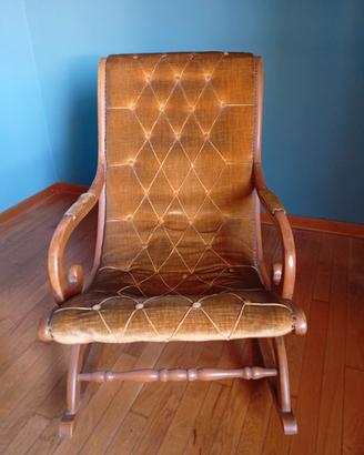 sedia a dondolo legno e velluto