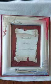 Cornice laurea argento Valenti con scatola or