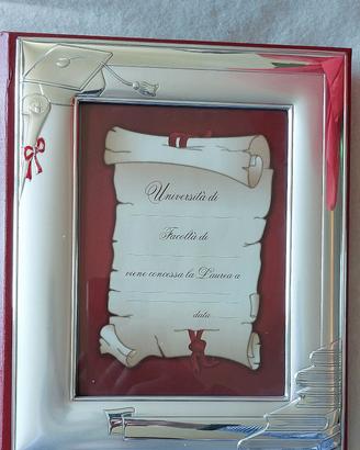 Cornice laurea argento Valenti con scatola or