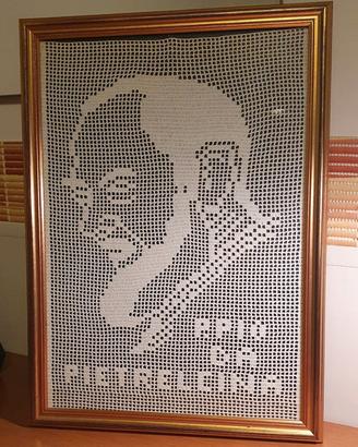 Quadro Padre Pio uncinetto