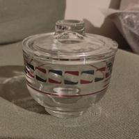 Zuccheriera vintage in vetro con coperchio