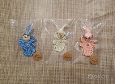 Set da 3 angioletti fatti a mano ad uncinetto