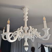 lampadario in legno antico shabby 6 luci
