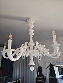 lampadario in legno antico shabby 6 luci