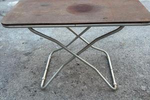 Tavolo Acciaio e Teac TREM + 1 Sedia  , Camper