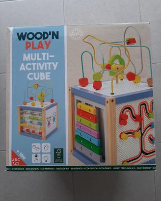 GIOCO BAMBINI in legno,cubo multiattività