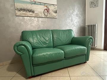 Divano due posti in vera pelle con copridivano