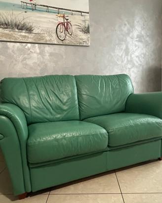 Divano due posti in vera pelle con copridivano
