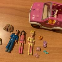 Polly pocket auto rosa con 3 personaggi+vestiti