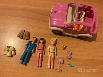 Polly pocket auto rosa con 3 personaggi+vestiti