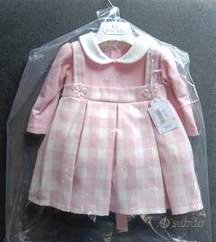 abito bambina neonata 9 mesi rosa scozzese Minikis