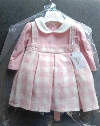 abito bambina neonata 9 mesi rosa scozzese Minikis