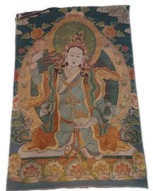RICAMO CINESE TESSUTO AVALOKITESVARA DEA THANGKA