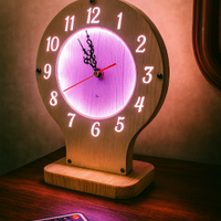 Lampada/orologio da tavolo legno retroilluminato