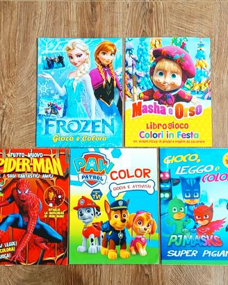 Set 5 Album Colore e Gioco: Frozen, Spider-Man...