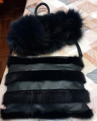 Pelle/pelliccia, borsetta e fascia testa/collo