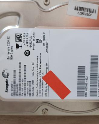 Hard disk da 3,5 pollici 500Gb