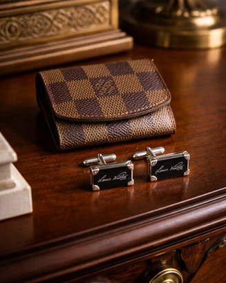 Louis Vuitton – Paio di gemelli in argento e onice