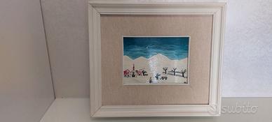 Quadro dipinto su vetro bella cornice del cornicia