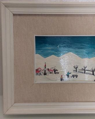 Quadro dipinto su vetro bella cornice del cornicia
