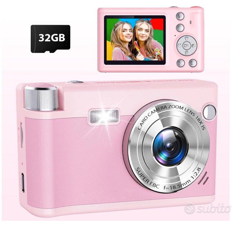 Fotocamera Digitale 4K Per Bambini E Principianti - 48MP, Schermo LCD 2.8", Zoom 16x, Scheda SD 64GB Inclusa, Nera