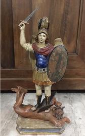 Scultura Arcangelo Michele schiaccia Satana