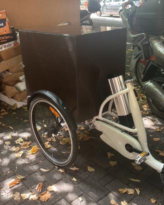 bici elettrica con cassonetto in legno