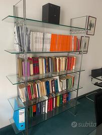 Libreria e comodino cristallo e acciaio